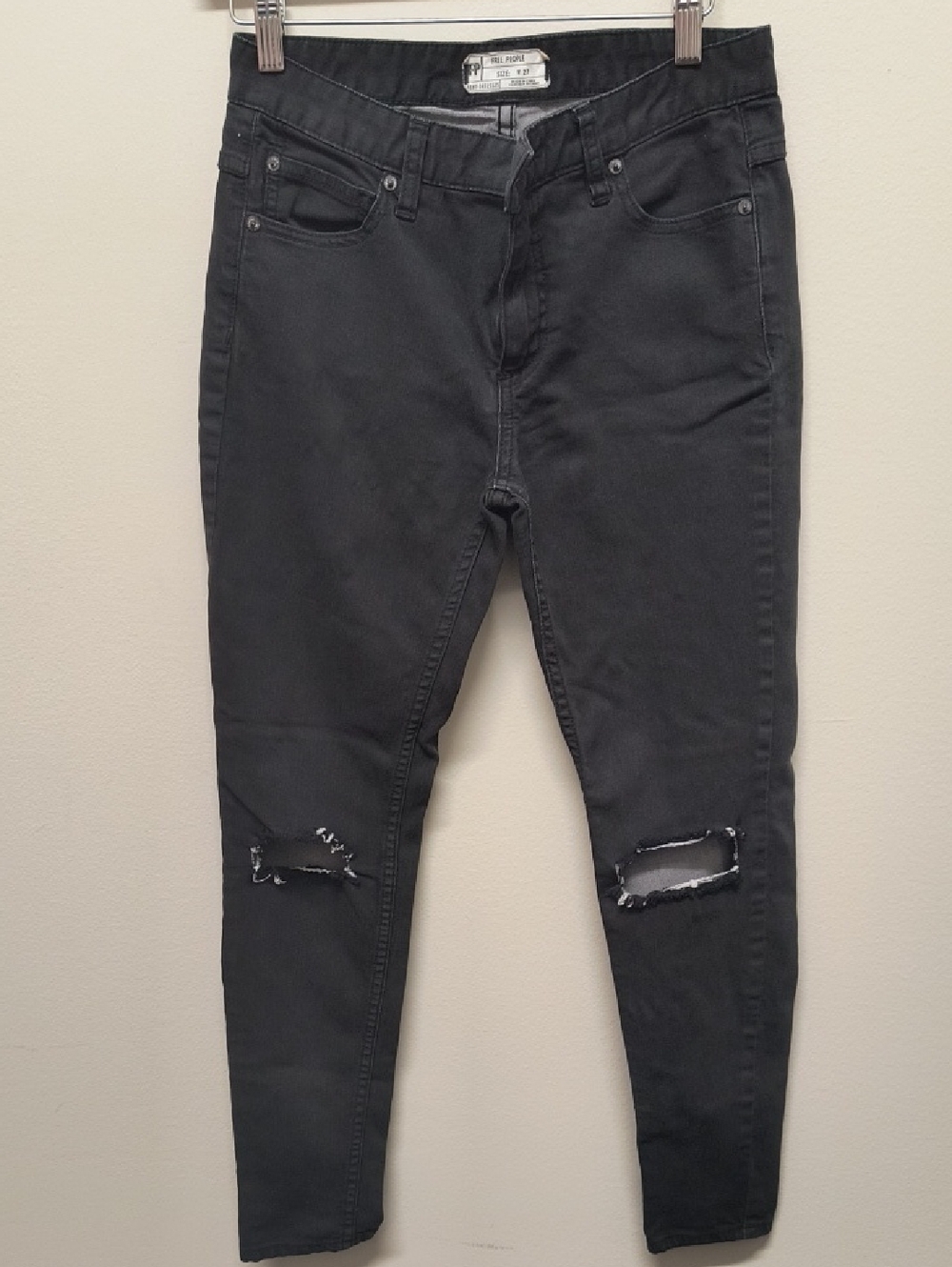 Free People Black Distressed Skinny Jeans